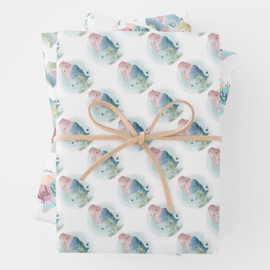 Junge oder Mädchen mit Baby Dinosauriern  Geschenkpapier Set (Beispiel)