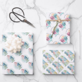 Junge oder Mädchen mit Baby Dinosauriern  Geschenkpapier Set