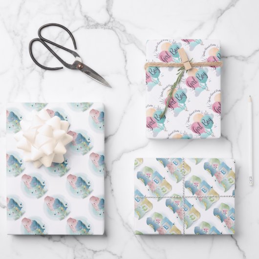 Junge oder Mädchen mit Baby Dinosauriern  Geschenkpapier Set (Vorderseite)