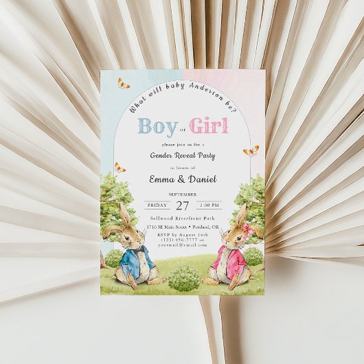 Junge oder Mädchen Peter The Rabbit Gender Reveal  Einladung