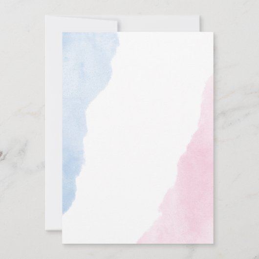 Junge oder Mädchen pinkblaues Geschlecht der Baby- Einladung (Rückseite)