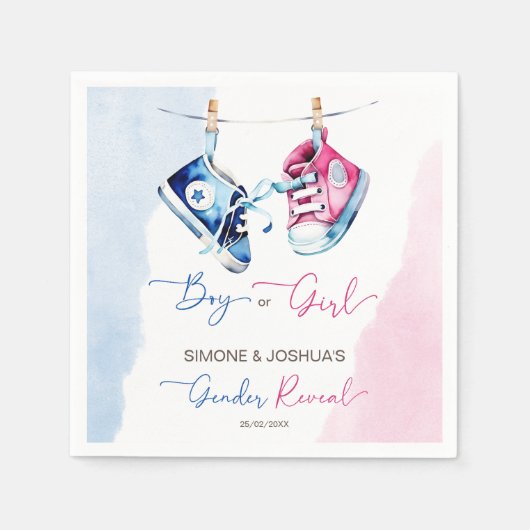 Junge oder Mädchen pinkblaues Geschlecht der Baby- Serviette (Vorderseite)