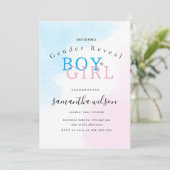 Junge oder Mädchen rosa blau Geschlecht enthüllend Einladung (Stehend Vorderseite)