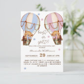 Junge oder Mädchen rosa blaue Bärengeschlecht offe Einladung (Stehend Vorderseite)