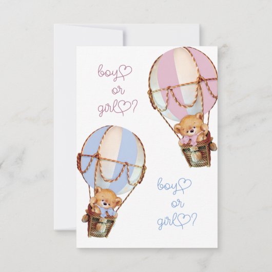 Junge oder Mädchen rosa blaue Bärengeschlecht offe Einladung (Rückseite)