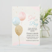 Junge oder Mädchen rosa und blau geschlecht enthül Einladung (Stehend Vorderseite)