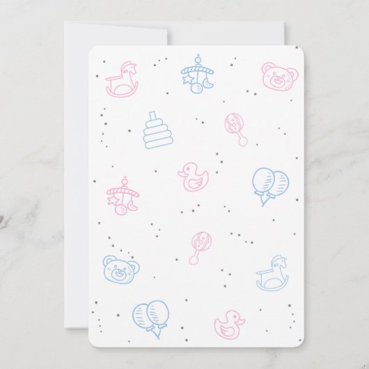 Junge oder Mädchen, Rosa und Blau, modern, Geschle Einladung (Rückseite)