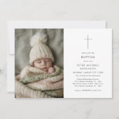 Junge oder Mädchen Schwarz-weiße Taufe Christening Einladung (Vorderseite)