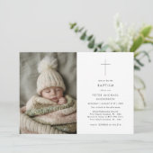 Junge oder Mädchen Schwarz-weiße Taufe Christening Einladung (Stehend Vorderseite)