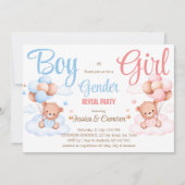 Junge oder Mädchen Teddy Bär Geschlecht aufdecken  Einladung (Vorderseite)