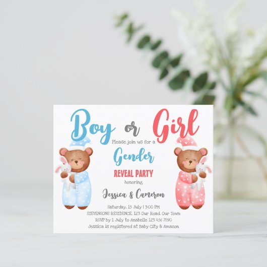 Junge oder Mädchen Teddy Bären Gender Offenlegung  (Stehend Vorderseite)