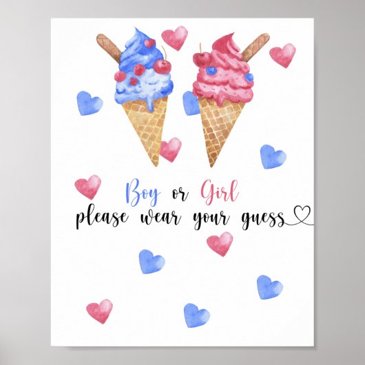 Junge oder Mädchen tragen Sie bitte Ihre Vermutung Poster (Vorne)