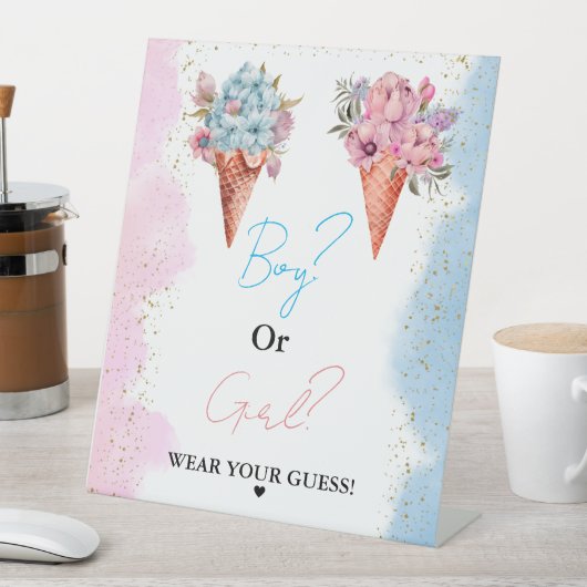 Junge oder Mädchen Tragen Sie Ihr Baby Duschspiel Sockelschild (In Situ)