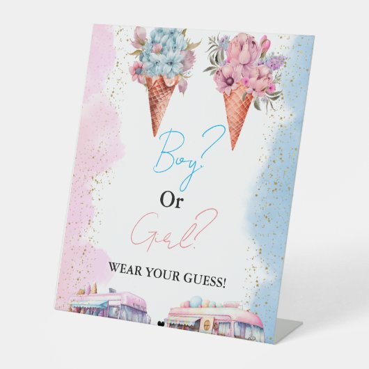 Junge oder Mädchen Tragen Sie Ihr Baby Duschspiel Sockelschild (Vorderseite)