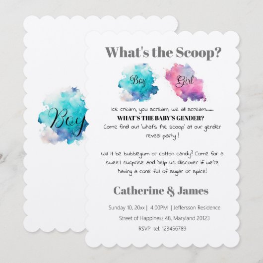 Junge oder Mädchen, was wird die Genderoffenbarung Einladung (Vorne/Hinten)