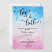 Junge oder Mädchen Wasserfarbe Blau und Rosa Gesch Einladung (Vorderseite)