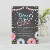 Junge oder Mädchen Wasserfarbe Donut Black Geschle Einladung (Stehend Vorderseite)