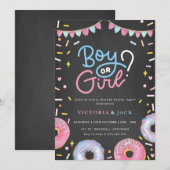 Junge oder Mädchen Wasserfarbe Donut Black Geschle Einladung (Vorne/Hinten)