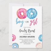 Junge oder Mädchen Wasserfarbe Donut Gender-Offenb Einladung (Vorderseite)