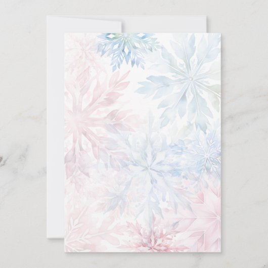 Junge oder Mädchen Winter Pink Blue Snowflake Einladung (Rückseite)