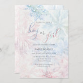 Junge oder Mädchen Winter Pink Blue Snowflake Einladung (Vorne/Hinten)