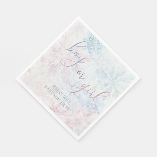 Junge oder Mädchen Winter Pink Blue Snowflake Serviette (Ecke)