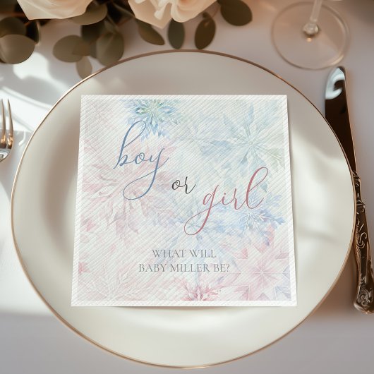 Junge oder Mädchen Winter Pink Blue Snowflake Serviette