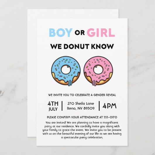 Junge oder Mädchen wir wissen nicht, Geschlecht of Einladung (Vorne/Hinten)