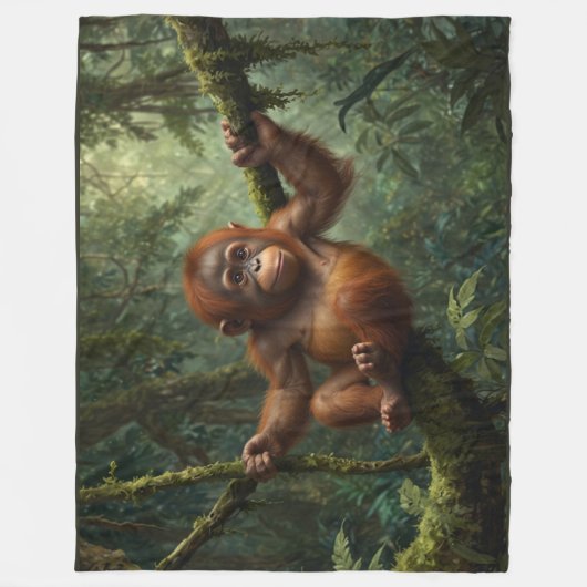 Junge Orangutan in einem Regenwald Fleecedecke (Vorderseite)