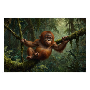 Junge Orangutan in einem Regenwald Poster