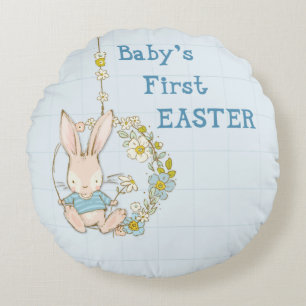 Junge Osterhase auf Blume Swing Round Pillo Rundes Kissen