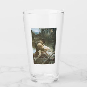 Junge Paare in der Liebe (Küssen in einem Boot) Glas