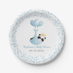 Junge Panda `Bär Blau Ballon Baby Shower Pappteller