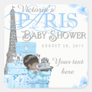 Junge Paris Baby Shower Aufkleber