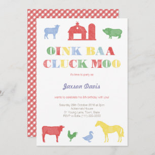Junge Party lädt, Streichelzoo Party, Farm einlädt Einladung
