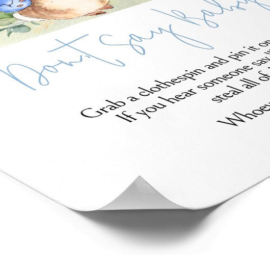 Junge Peter Rabbit Babydusche sagt nicht Baby Poster (Ecke)