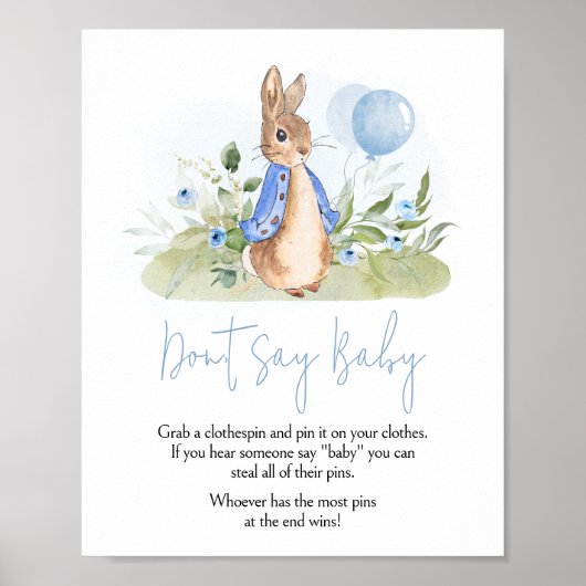 Junge Peter Rabbit Babydusche sagt nicht Baby Poster (Vorne)
