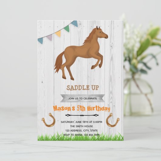 Junge Pferdeveranstaltung Einladung (Stehend Vorderseite)