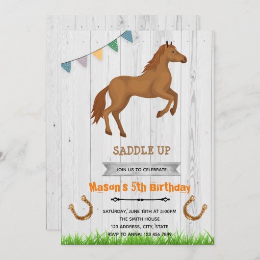 Junge Pferdeveranstaltung Einladung (Vorne/Hinten)
