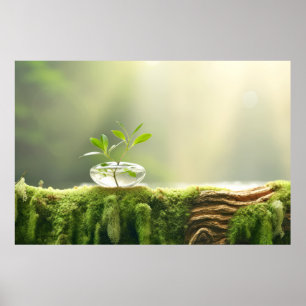 Junge Pflanze Kieselwasser Ruhe Poster