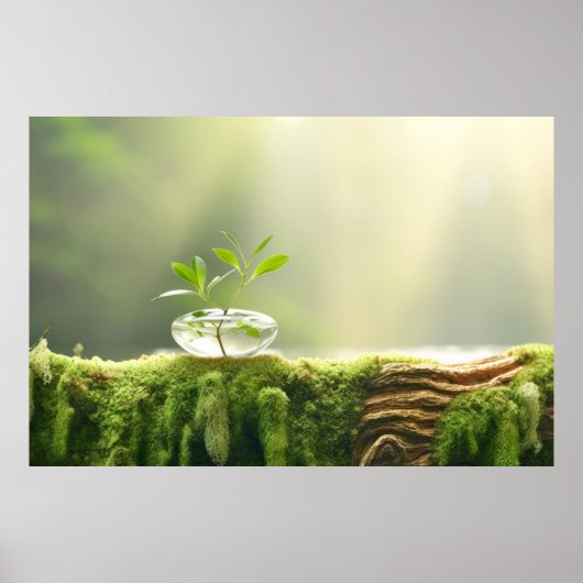 Junge Pflanze Kieselwasser Ruhe Poster (Vorne)