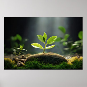Junge Pflanze Kieselwasser Ruhe Poster