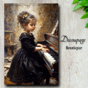 Junge Pianistin Decoupage Seidenpapier