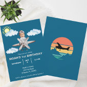 Junge Pilot, Flugzeug & Cloud, Foto zum ersten Geb Einladung