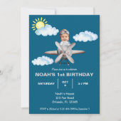 Junge Pilot, Flugzeug & Cloud, Foto zum ersten Geb Einladung (Vorderseite)