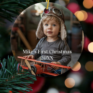 Junge Pilot Flugzeug Luftfahrt Süßes Foto Weihnach Keramik Ornament