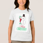 Junge pinkelt um Schneemann Tri-Blend Shirt (Vorderseite)