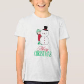 Junge pinkelt um Schneemann Tri-Blend Shirt (Vorderseite)