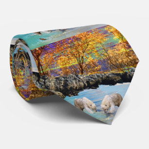 Junge Polarbären fischen, Neck Tie Krawatte