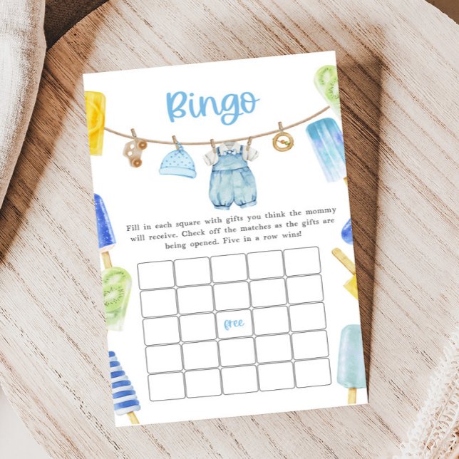 Junge Popsicle Baby Shower Bingo Spiel (Ready to Pop Popsicle Baby Shower Game)